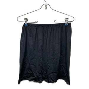 Vassarette Black Slip Skirt with Lace Detail